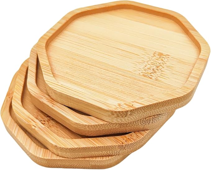 4PCS Mosaic Bamboo Coasters for Crafts, Blank Base Trays, Drinking Cup Coaster - Image 7