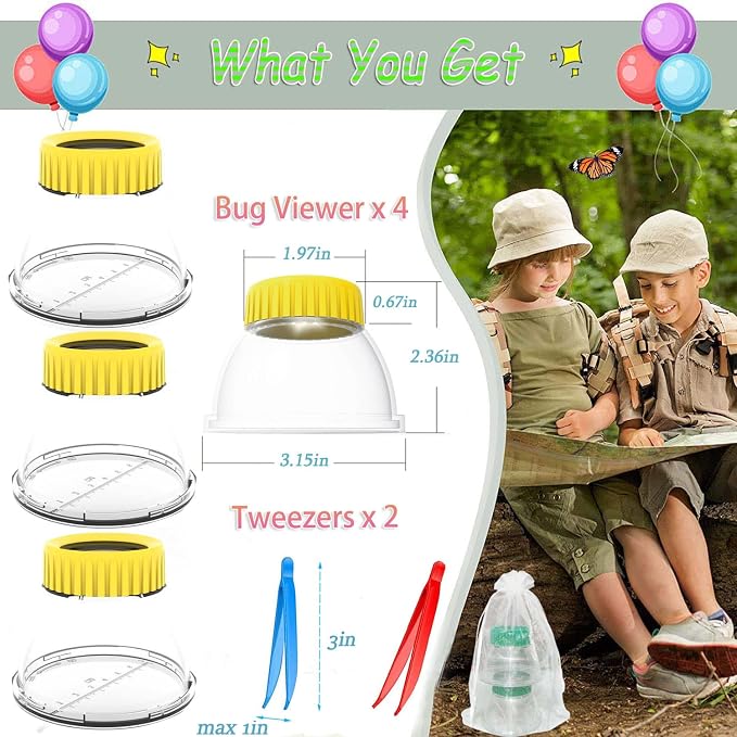 Bug Viewer for Kids 5X Magnifying Insect Observation Kit Built-in 7cm Ruler - Image 3