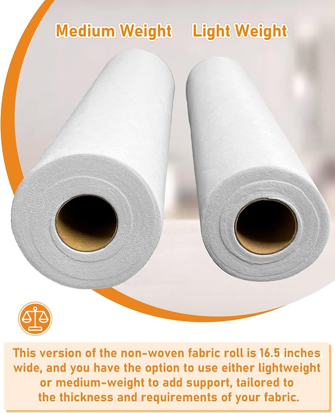 PLANTIONAL Medium Weight White Iron-On Non-Woven Fusible Interfacing: 16.5" x - Image 3