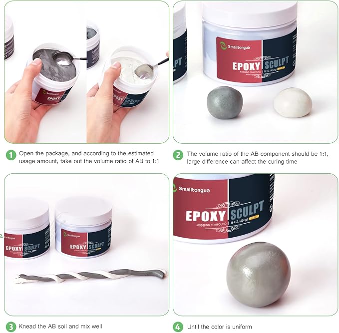 AB Epoxy Sculpt Clay, with Tools, 2 Part Modeling Compound 1 Pound | - Image 4
