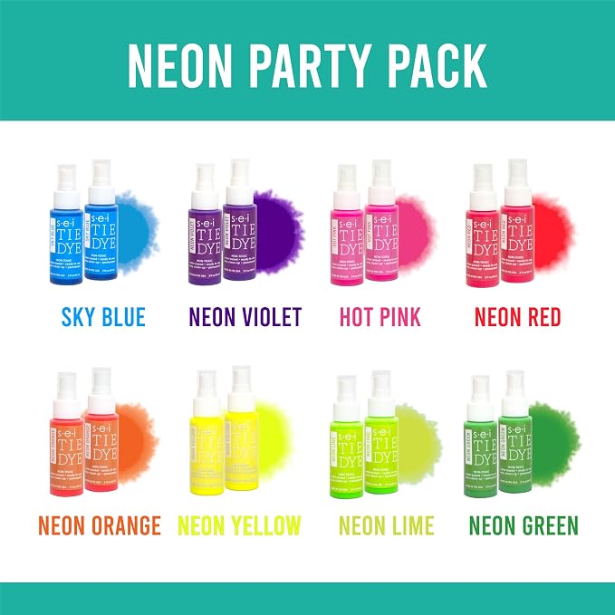 SEI 16 Pack Neon Tie Dye Spray Kit, Tye Dye Kits - Image 3