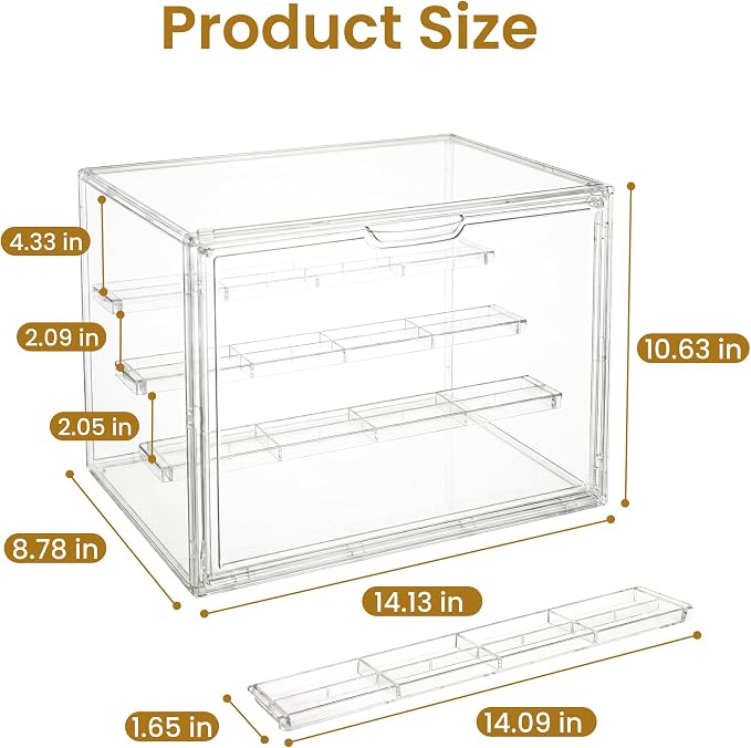 Acrylic Display Case for Collectibles, 4-Tier Large Stackable Clear Display Box - Image 2