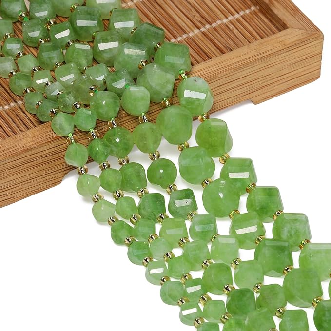 34pcs Natural Green Jade Stone Beads - Image 3