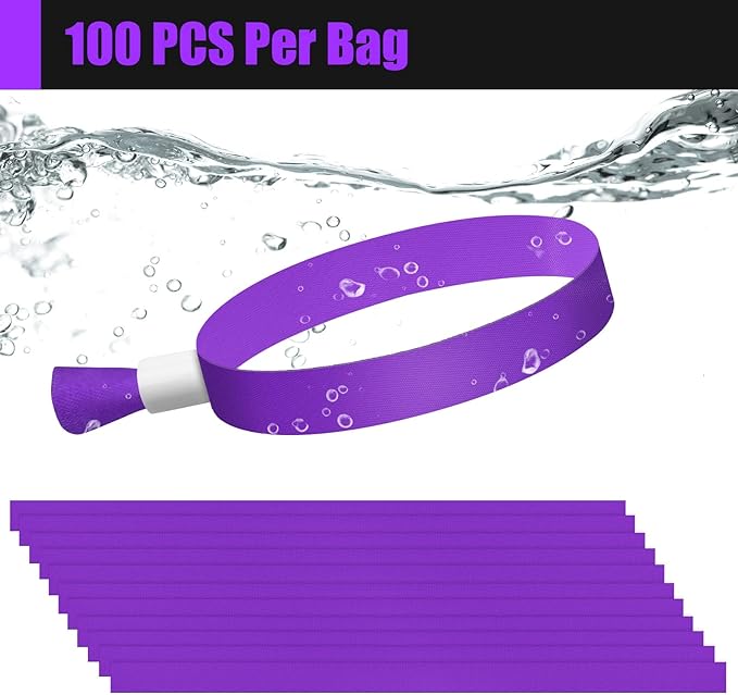 100 Pcs Cloth Event Wristbands, Event Wristbands, Colored Wrist Bands for Events, for Lightweight Concert Wrist Strap for Activities, Party Bracelets for Events (Color : Purple)