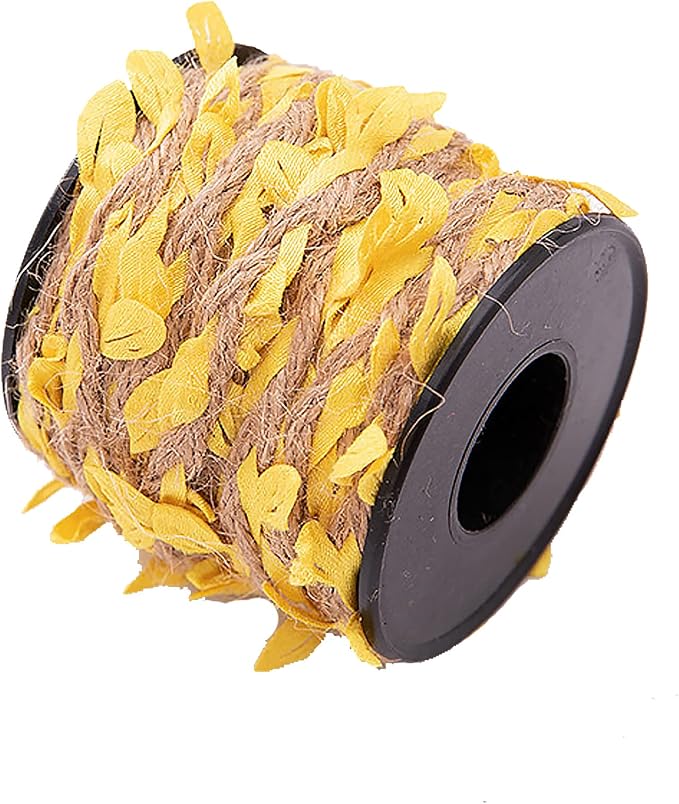 33 feet Natural Twine Yellow Leaf Jute 3ply 2MM Rope Hemp Burlap Ribbon String - Image 9