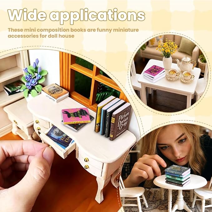 DIYDEC 200pcs Mini Books Miniatures Dollhouse Books - Image 6