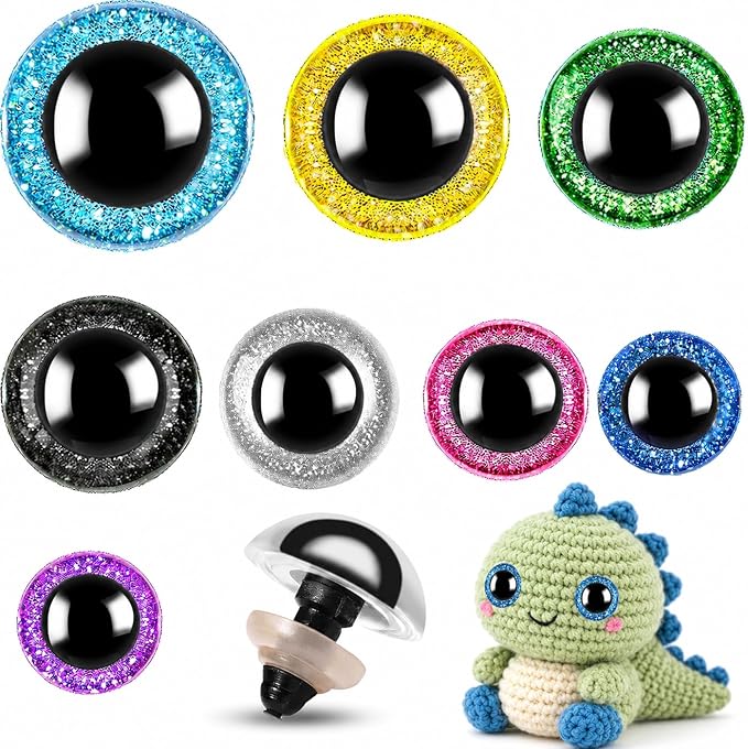 160pcs Large Safety Eyes for Amigurumi Glitter Eye for Stuffed Animals for DIY by KIGEAPUEL