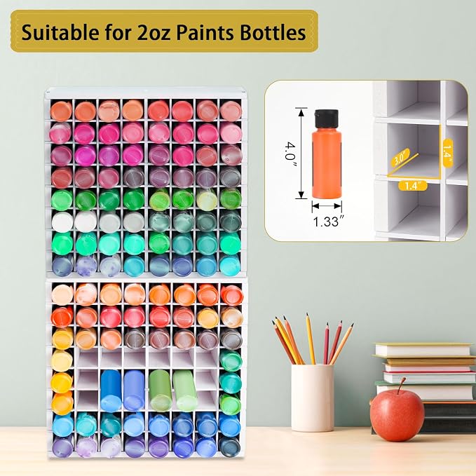 Krafetto 2 Pack 64 Grids Paint Organizer Storage Rack, Wall-mountable Craft - Image 3