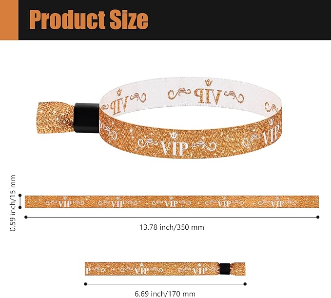 100 Pcs VIP Cloth Event Wristband, Disposable VIP Wristbands for Events, Colored VIP Wristbands Events,for Lightweight Concert,Club Entrance Wrist Strap Party Wristband Event (Color : Orange Gold)