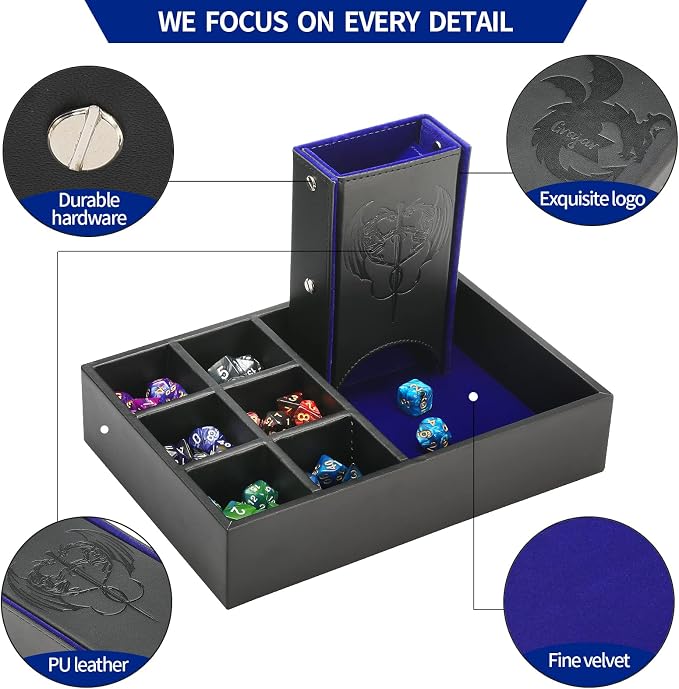 Grajar 3 in 1 Dice Tray with Lid, Portable Dice Box Storage - Image 5