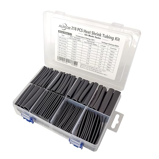 8 Sizes 218 Pieces Large Adhesive Heat Shrink Tubing Kit 3:1 Ratio Industrial Marine Grade Waterproof
