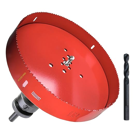 9-27/32” HSS Bi Metal Hole Saw Cutter with Arbor Heavy Duty Hole Saw Bit for Wood Drywall Plastic Aluminum Mild Steel Iron Metal Stainless Steel