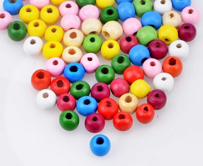 AD Beads Wood Spacer Loose Wooden Craft Beads Big Hole Beads Assorted - Image 3