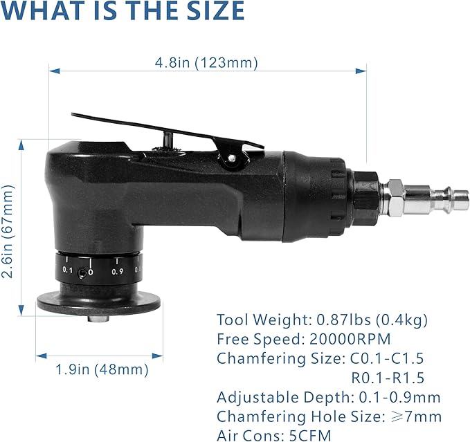 Mini Pneumatic Chamfer Tool Portable Handheld Beveling Tool for chamfering of plastic, aluminum alloy, and carbon steel