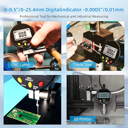 Digital Dial Gauge,with A Range of 25.4mm,Dlectrical Digital Indicator Accuracy of 0.01mm/0.0005 "Metric and Imperial Measure Tool Electronic Dial Gauge for 3D Printing,CNC Machine and Auto Repair