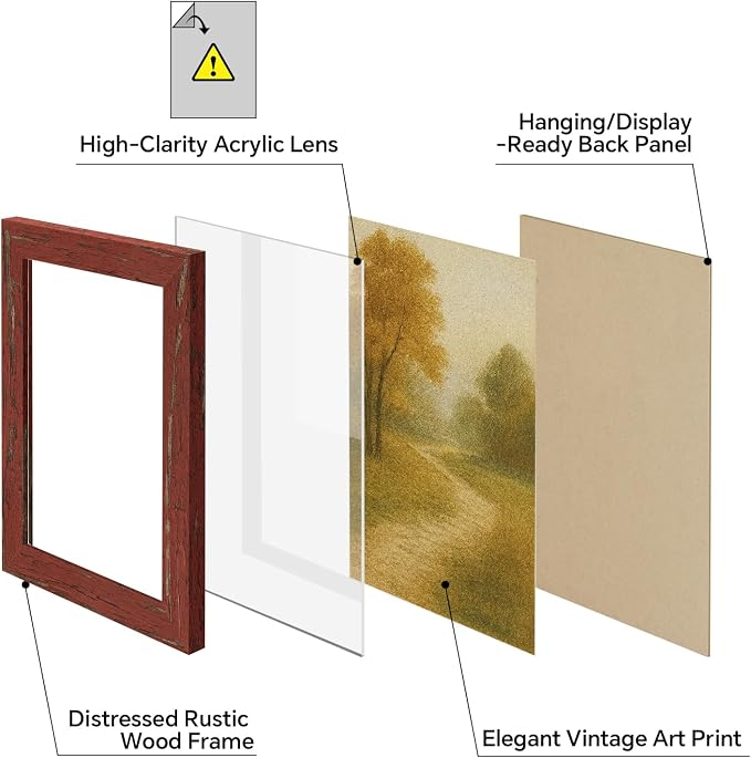 puthiac 8x10 Rustic Farmhouse Picture Frame, Barn Red, 1 Pack | Distressed MDF - Image 3