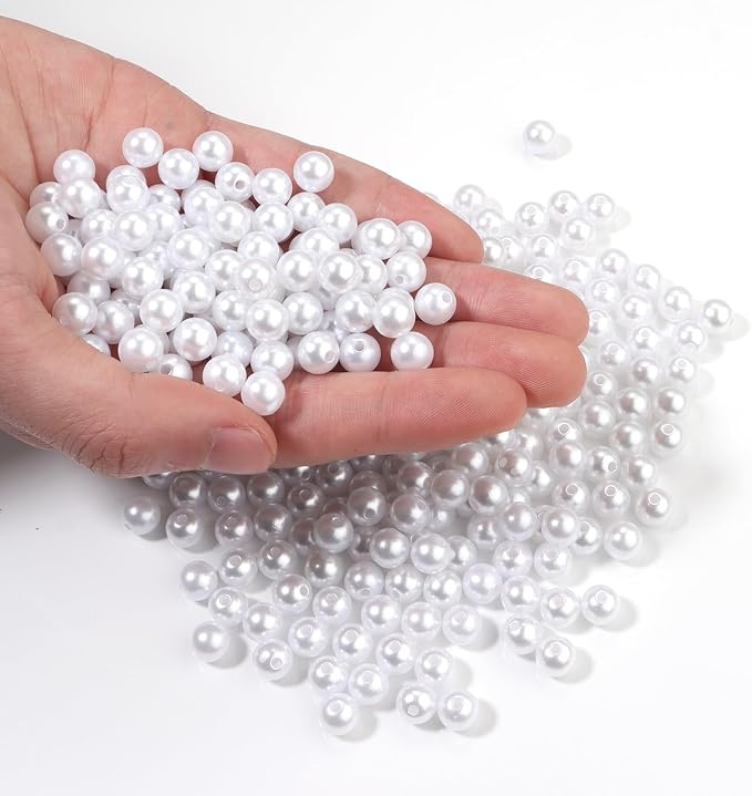 500pcs White 8mm Pearl Beads by chuyau