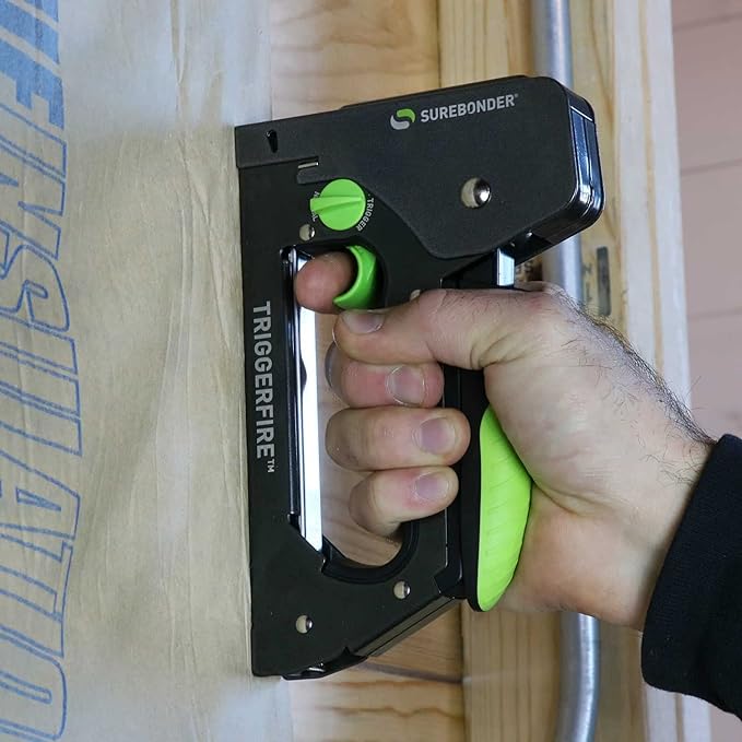 Surebonder TRIGGERFIRE Heavy Duty Narrow Crown Staple Gun with Trigger Mode - Upholstery, DIY, Wood - Uses Surebonder #4 or Arrow T50 Staples - Tool Only (5625)