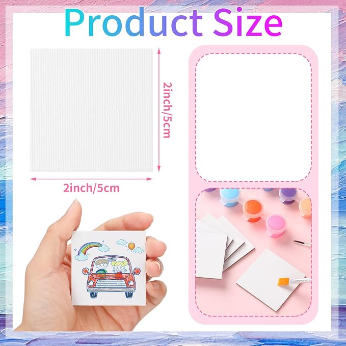 Moinchore 100 Pcs 2 x 2 Inch Mini Painting Canvas Panels Bulk Tiny Art Canvases - Image 2