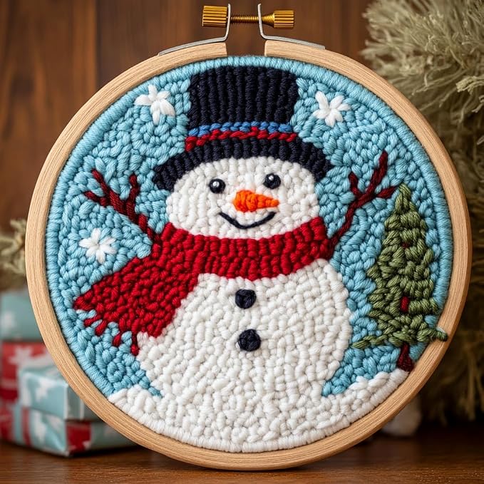 DIY Punch Needle Kits Christmas Snowman Winter Snow by Unknown
