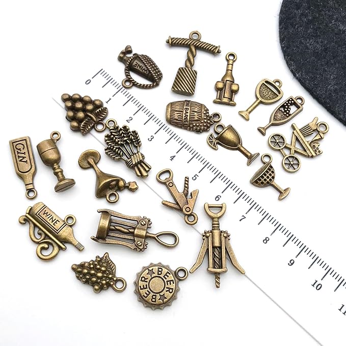 WOCRAFT 60pcs Antique Bronze Wine Bracelet Charms - Image 3