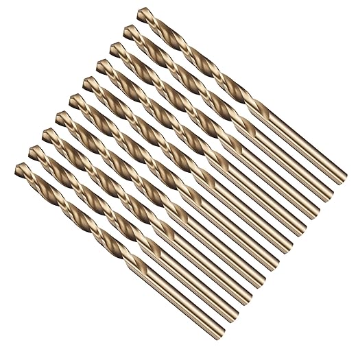 Drill Bit, 11/64" Cutting Diameter (4.366mm), 4241 HSS Gold 118° Cutting Angle Versatile Jobber Bits - (Applications: for Drilling Plastic Wood Soft Thin Metal), 10-Pieces