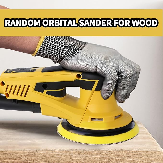Electric Random Orbital Sander Brushless Motor Powerful 350W Polisher Sander 6-Inch 10000 RPM Variable Speed Tool for Sanding Walls and Wood, Rust Removal, Car Polishing Ect