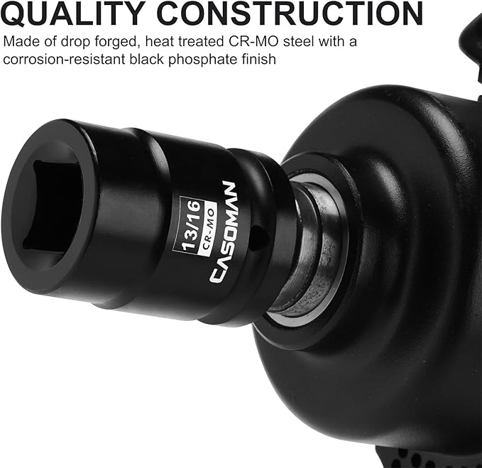 CASOMAN 3/4-Inch Drive 13/16-Inch Square Impact Socket, 4-Point, SAE, CR-MO