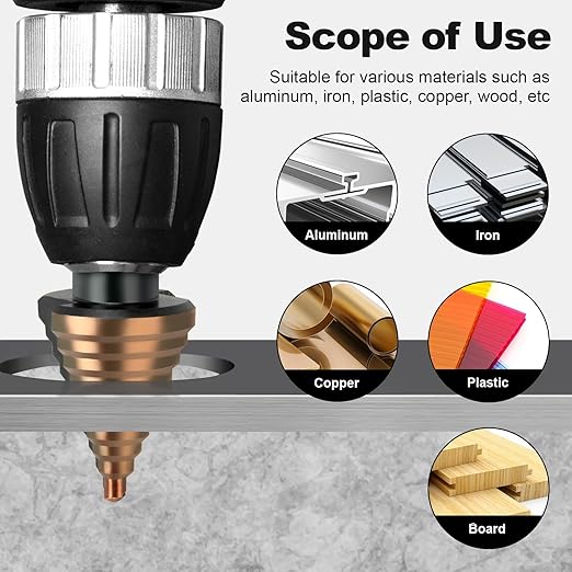 XDENDP Step Drill Bit, 5PCS Step Drill Bit for Metal, HSS Titanium High Speed Steel Step Bit, Step Bits for Metal, Total 50 Sizes with Storage Case, for DIY Lovers Drilling Metal Wood Aluminum Plastic