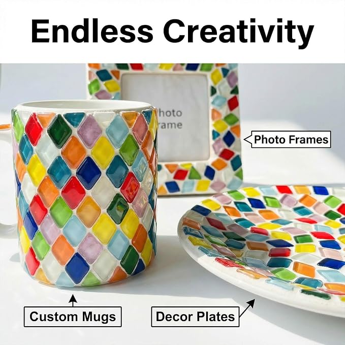 LITMIND Mosaic Tiles for Crafts Bulk, 1.1 LB Crystal Glass Mosaic Pieces - Image 4