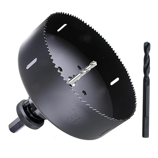 7-3/32” HSS Bi Metal Hole Saw Cutter with Arbor Heavy Duty Hole Saw Bit for Wood Drywall Plastic Aluminum Mild Steel Iron Metal Stainless Steel