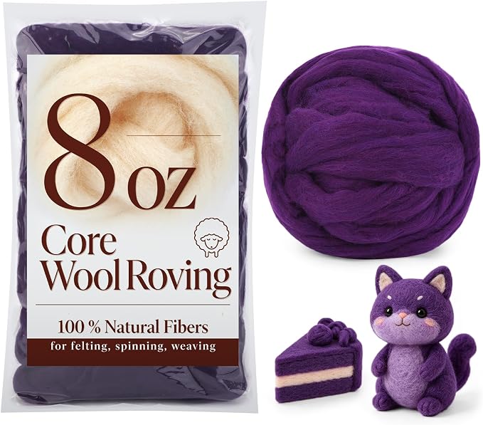 Core Wool for Needle Felting, 8 OZ Merino Wool Roving, Soft Felting Wool for by wonvoc
