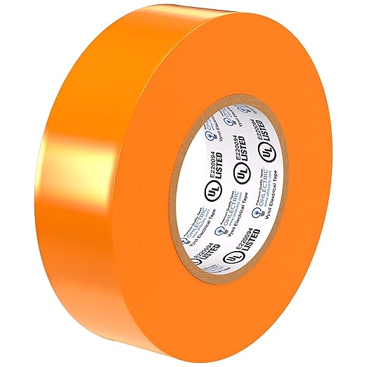 OHLECTRIC Professional Grade Vinyl Electrical Tape (1 Pack) Orange - 7 Mil Thick Flame-Retardant, Heat & Weather Resistant 3/4 Inch x 60 Feet | Ideal for Contractors & Electricians