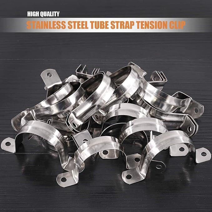 2 Pcs 5inch Rigid Pipe Strap,Two Hole Stainless Steel Strap U Bracket, Widened Tube Strap Tension Clip Assortment Kit Heavy Duty Pipe Clamp（133mm）