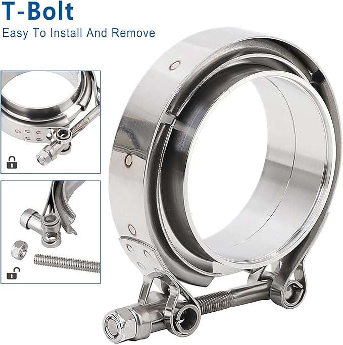 LokoCar 2.5 Inch V Band Clamp with Flange Male Female Stainless Steel 2Pcs