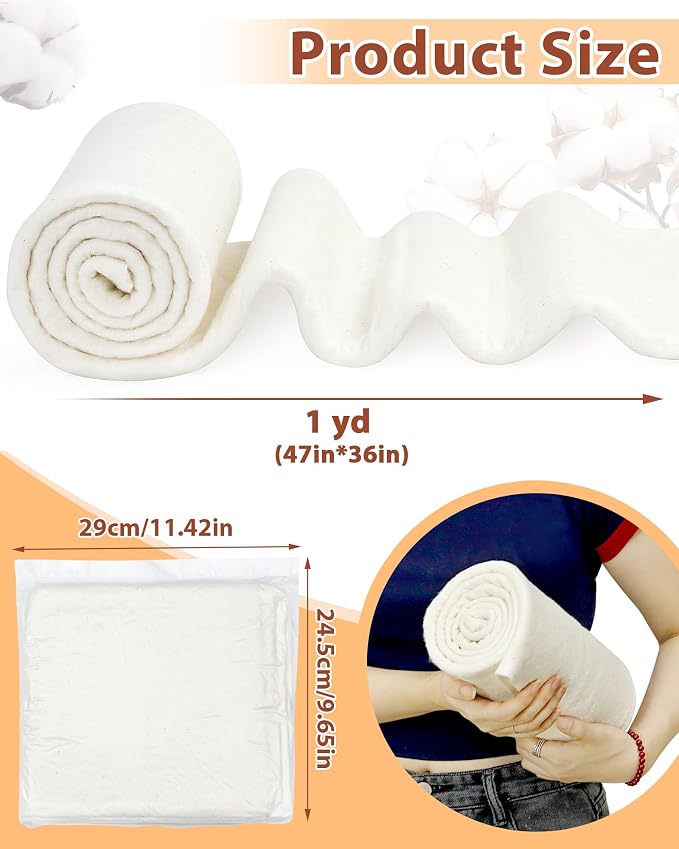 FIVEIZERO 100% Natural Cotton Quilt Batting–47Inchx1Yard Large Lightweight - Image 2