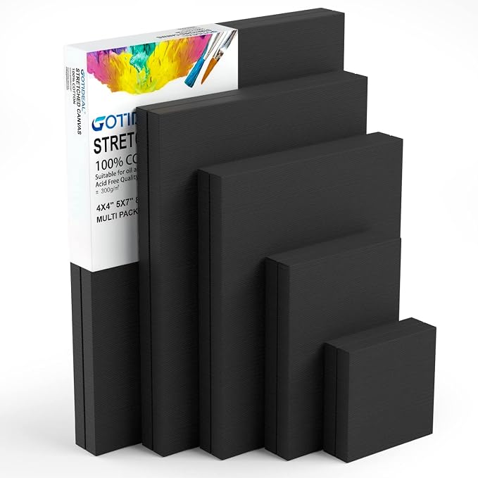 GOTIDEAL 10Pcs Black Stretched Canvases by GOTIDEAL