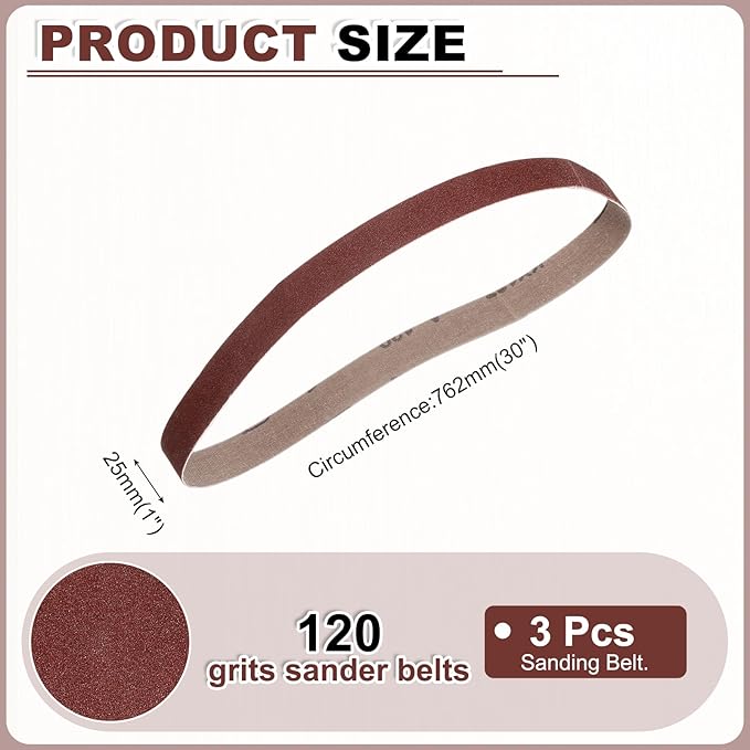 HARFINGTON 1 x 30 Inch Sanding Belts, 12 Pcs 120 Grits Aluminum Oxide Abrasive Belt Sander File Belt for Woodworking, Metal Polishing, Knife Sharpener