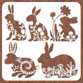 INFUNLY Easter Rabbit Stencil for Painting 11.8x11.8 Happy Spring Flower Wall by INFUNLY