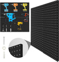 Peg Board, 4 Pack Metal Pegboard Panels Black Pegboards Wall Organizer with Bent Frame Large Heavy Duty Peg Board for Walls Home, Garage Tool Storage, Office Organization, Craft Room, Kitchen