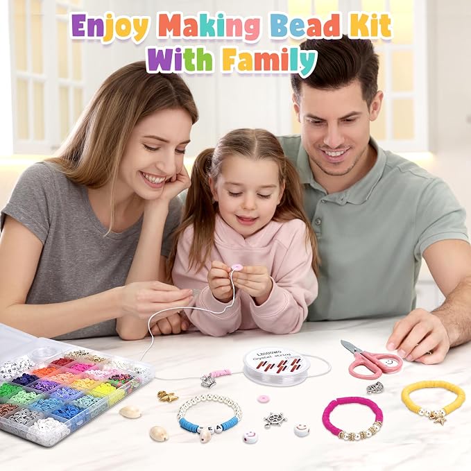 LZOUOWO 5300 Clay Beads Bracelet Making Aesthetic Kit, Polymer Heishi Preppy - Image 5
