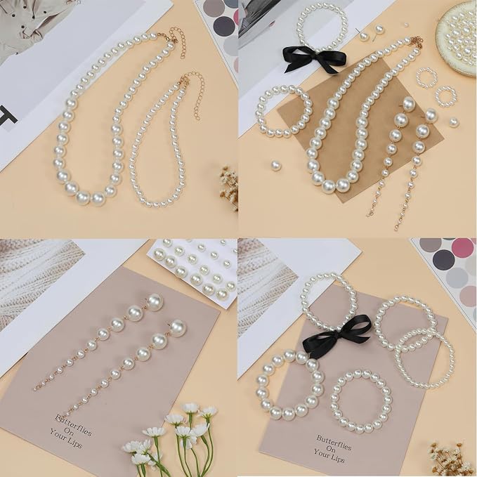 Hudinsun 1200 Pcs Pearl Beads for Jewelry Making, 5 Size Round Pearls for - Image 4
