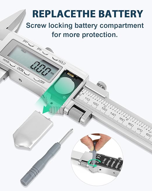 12-Inch Digital Caliper with 4-Inch Jaw Depth, Precision Measuring Tool, Full Metal Frame, Large LCD Screen, Resolution 0.0005"/0.01mm, Ideal for Professionals & Hobbyists