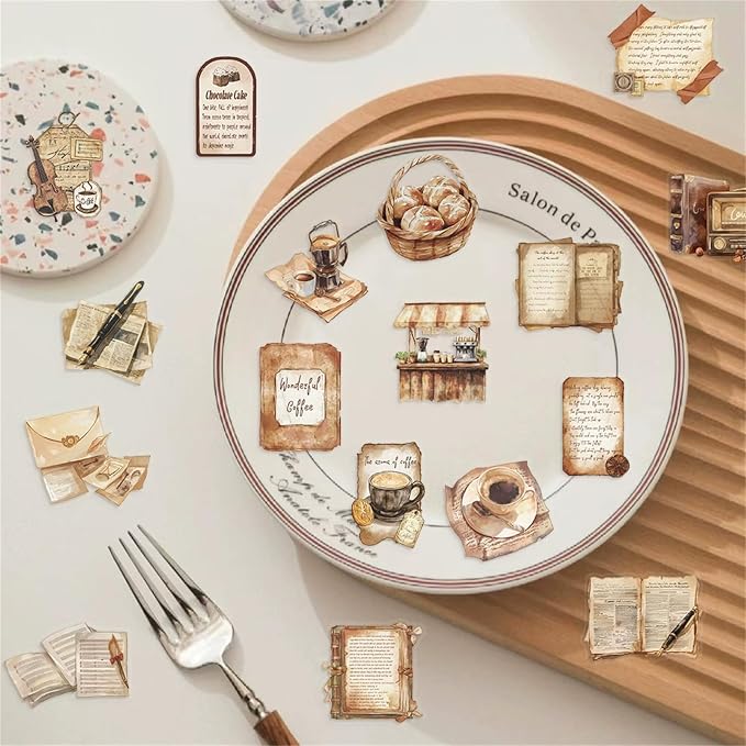 50 PCS Retro Coffee Shop Stickers - Image 6