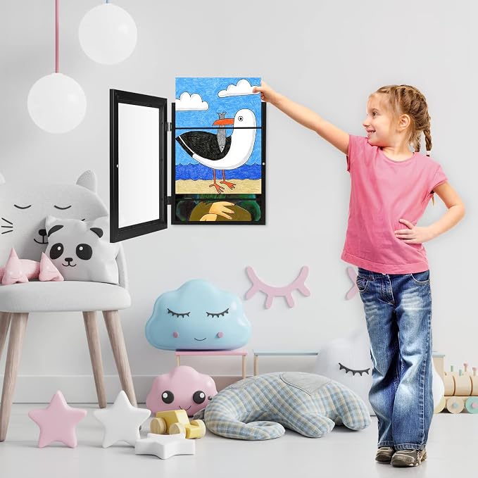 Kids Art Frames, 9x12 Front Opening Kids Artwork Frames Changeable, Holds 50 Pcs - Image 7