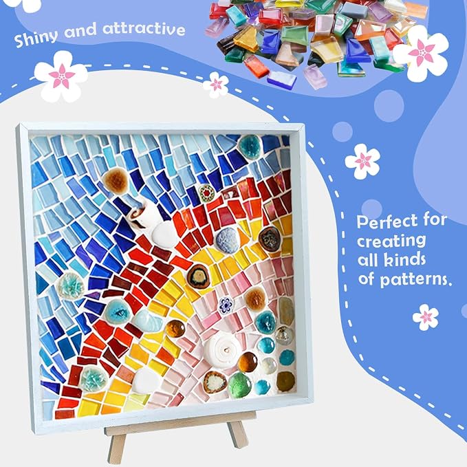 LITMIND 1.1LB Mixed Colors Irregular Stained Glass Mosaic Tiles - Image 3