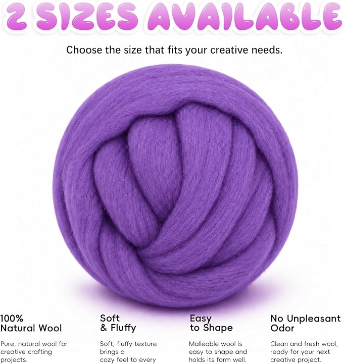 1.76oz Wool Roving: Needle Felting Wool White Roving Wool Felting Supplies Pure - Image 7