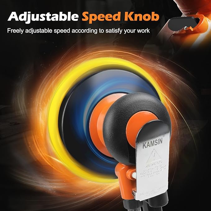 Pneumatic Random Orbital Sander 6" Air Palm Sander, Speed Adjustable Professoinal Da Sander for Woodworking, Metal and Auto Bodywork