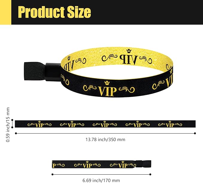 100 Pcs VIP Cloth Event Wristband, Disposable VIP Wristbands for Events, Colored VIP Wristbands Events,for Lightweight Concert,Club Entrance Wrist Strap Party Wristband Event (Color : Black)
