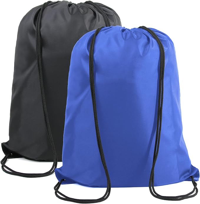 BeeGreen Black and Royal Drawstring Backpack Bags Bulk 2 Pack X-Large 22.4" L x by BeeGreen